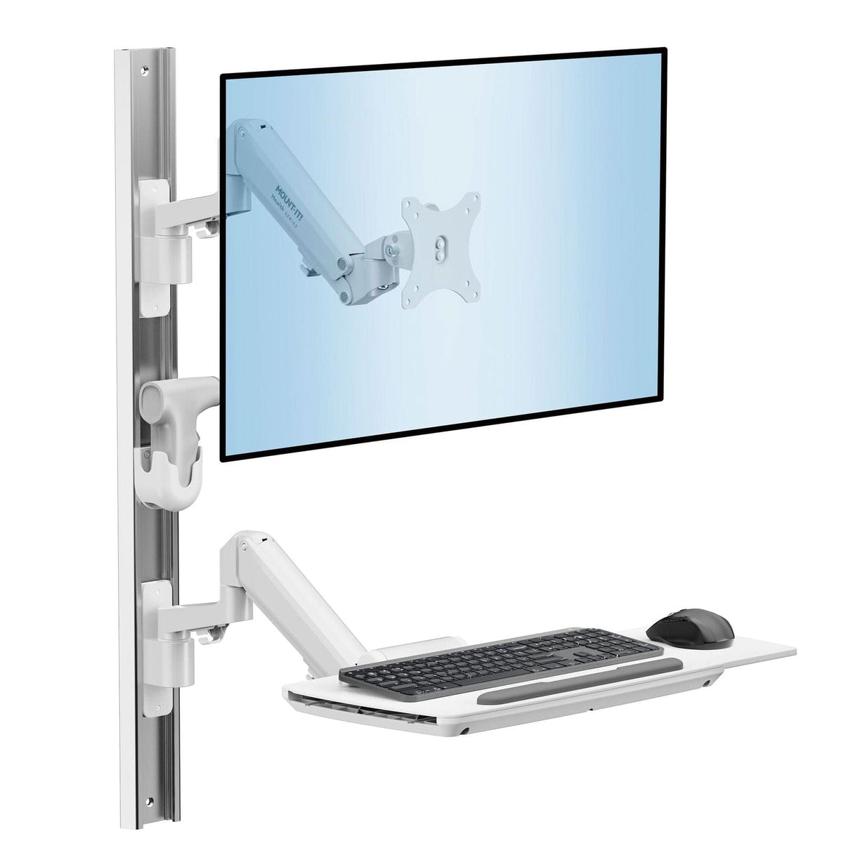 MedHub Wall Workstation with Wall Track Wall Mounted Desk - MedHub Wall Workstation with Wall Track - Mount-It! - MI-16002