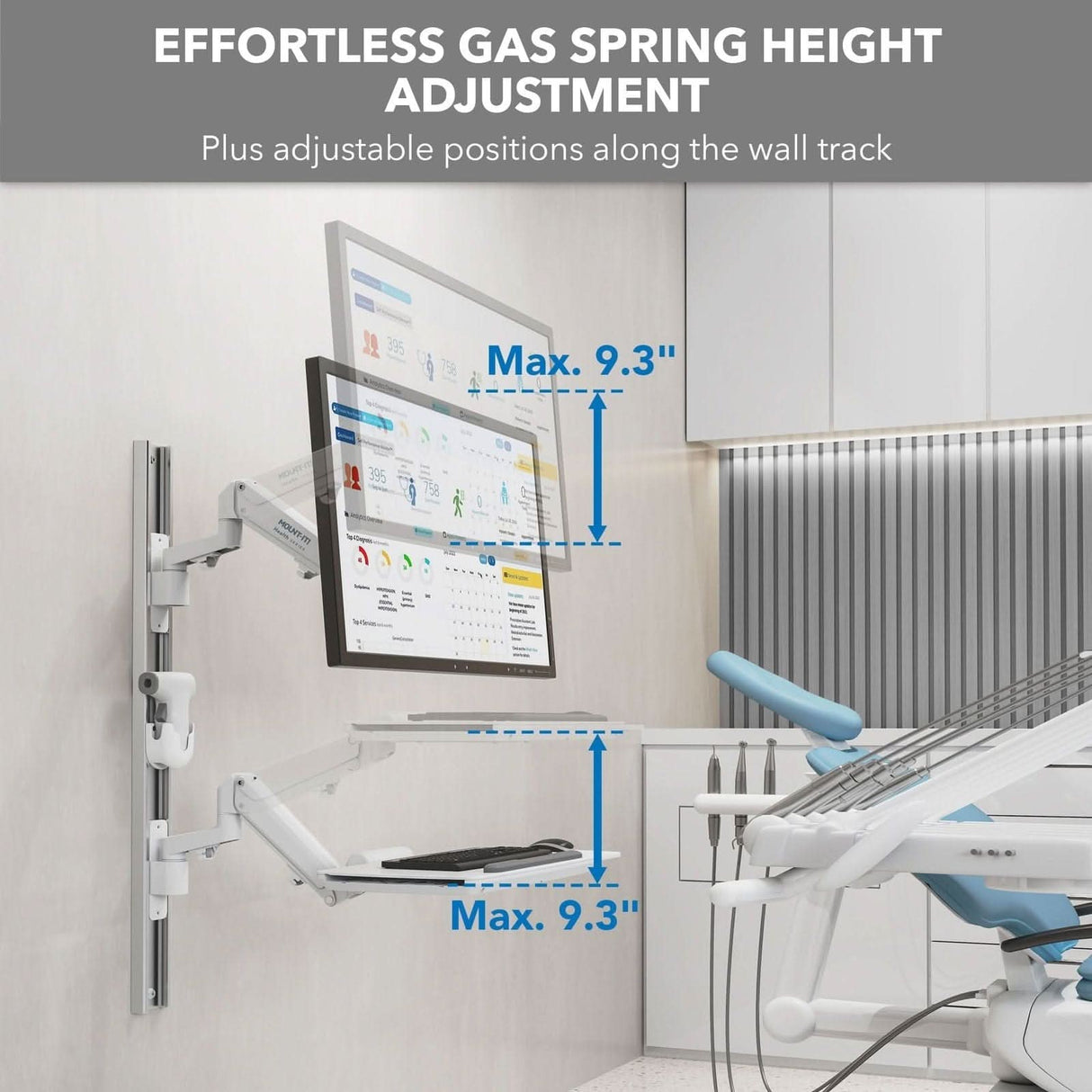 MedHub Wall Workstation with Wall Track Wall Mounted Desk - MedHub Wall Workstation with Wall Track - Mount-It! - MI-16002