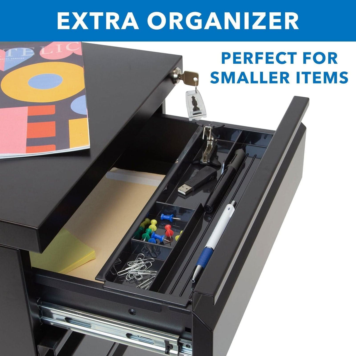 Mobile File Cabinet with 3 Drawers File Cabinet - Mobile File Cabinet with 3 Drawers - Mount-It! -