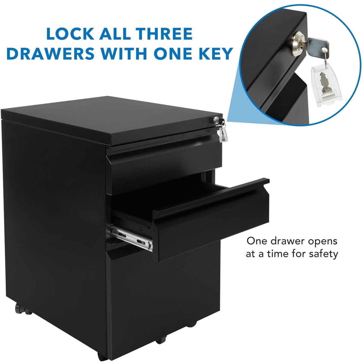 Mobile File Cabinet with 3 Drawers File Cabinet - Mobile File Cabinet with 3 Drawers - Mount-It! -