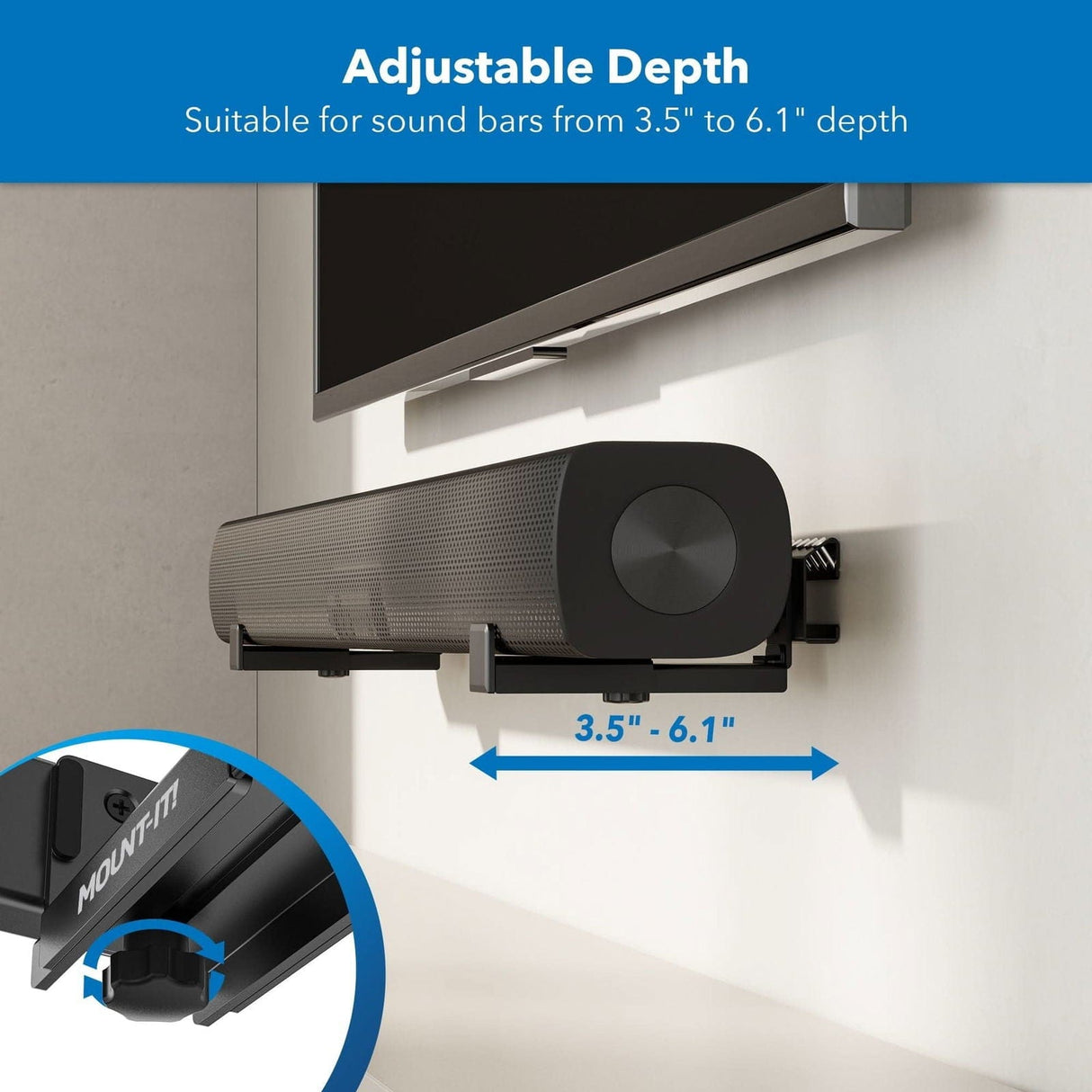 No Stud Sound Bar Wall Mount Speaker Mount - No Stud Sound Bar Wall Mount - Mount-It! - MI-SB60