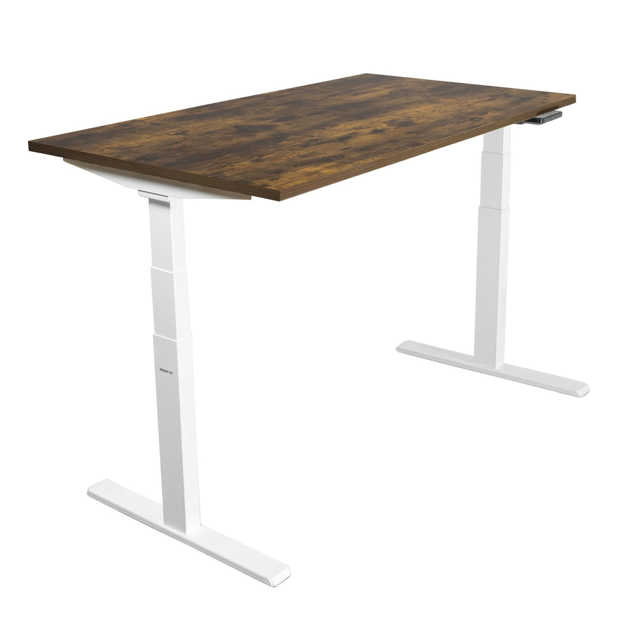 Ultimate Dual Motor Electric Standing Desk with 55" Tabletop Oak Standing Desk - Ultimate Dual Motor Electric Standing Desk with 55" Tabletop - White Base - Mount-It! - MI-18078