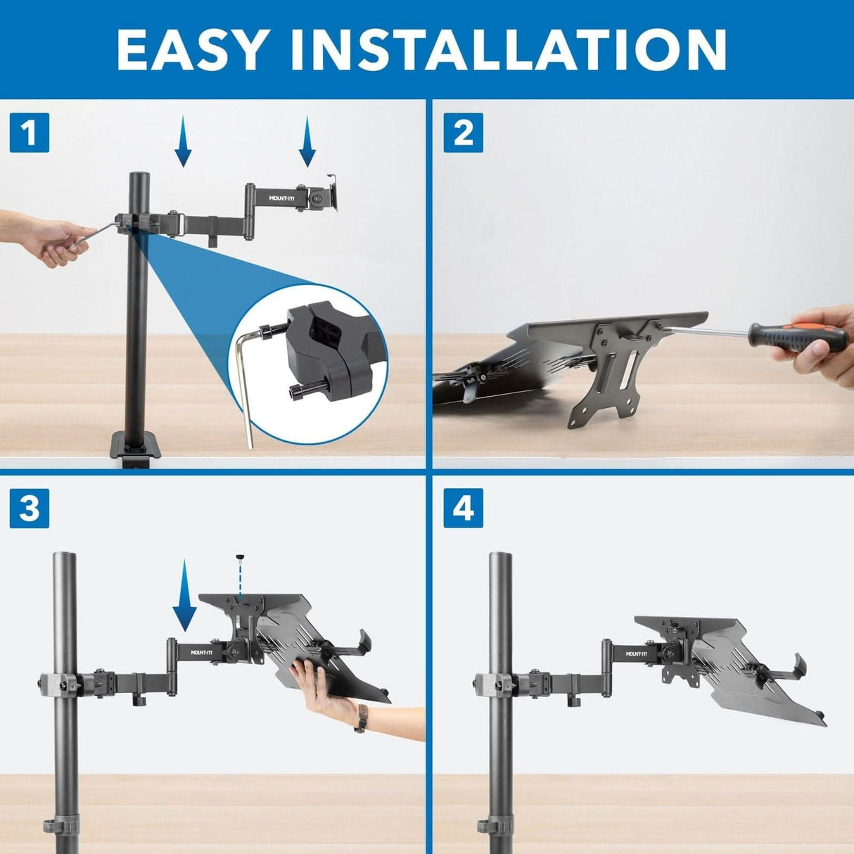 Pole Mount Laptop Holder Laptop Mount - Pole Mount Laptop Holder - Mount-It! - MI-1352T