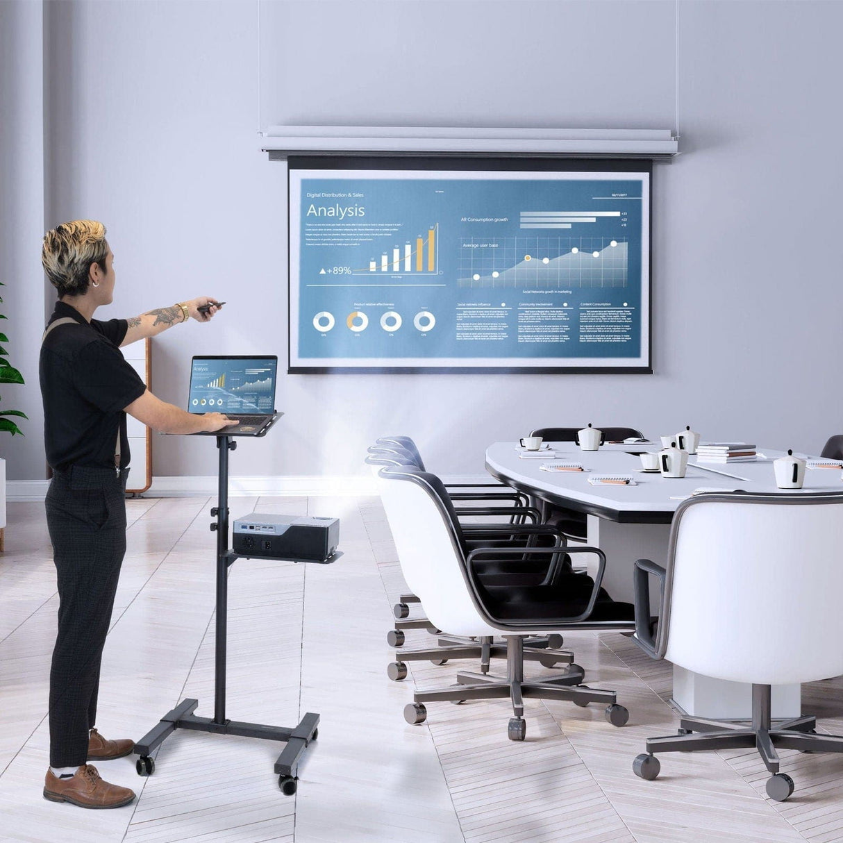 Portable Height Adjustable Laptop & Projector Stand Projector Mount - Portable Height Adjustable Laptop & Projector Stand - Mount-It! - MI-7943