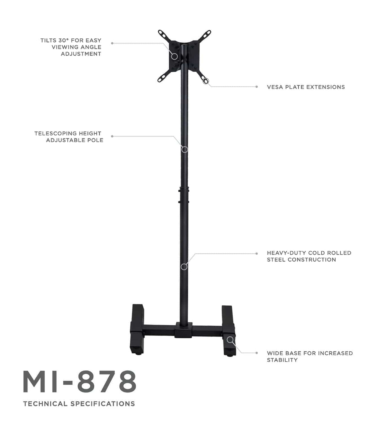 Portable TV Floor Stand TV Stand - Portable TV Floor Stand - Mount-It! - MI-878