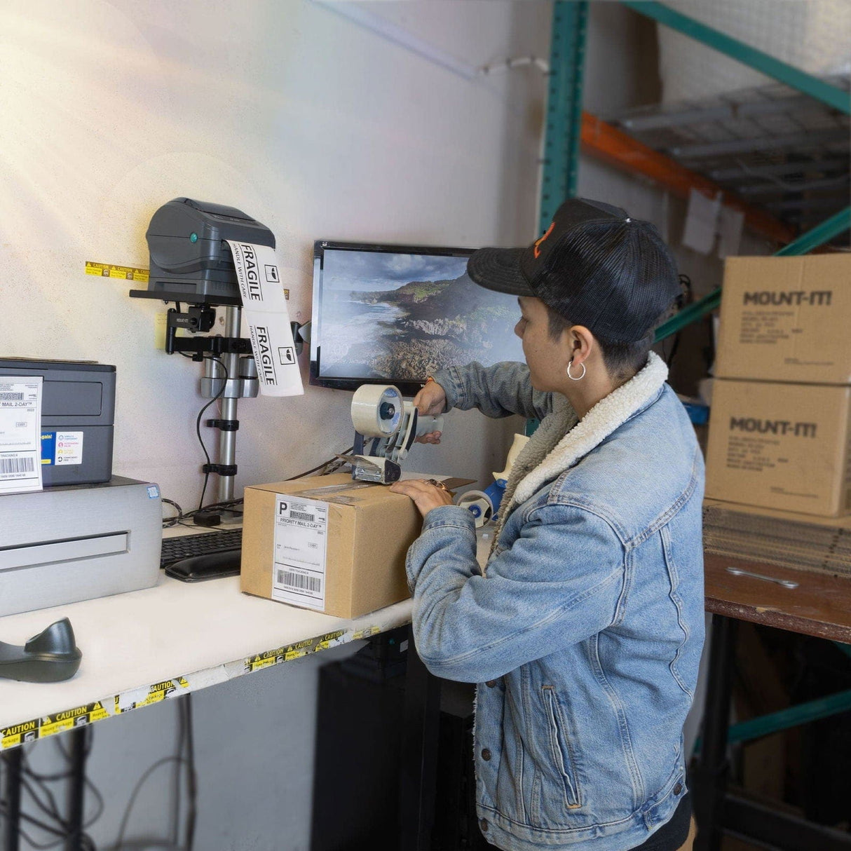 Printer Pole Mount Printer Stand - Printer Pole Mount - Mount-It! - MI-3799