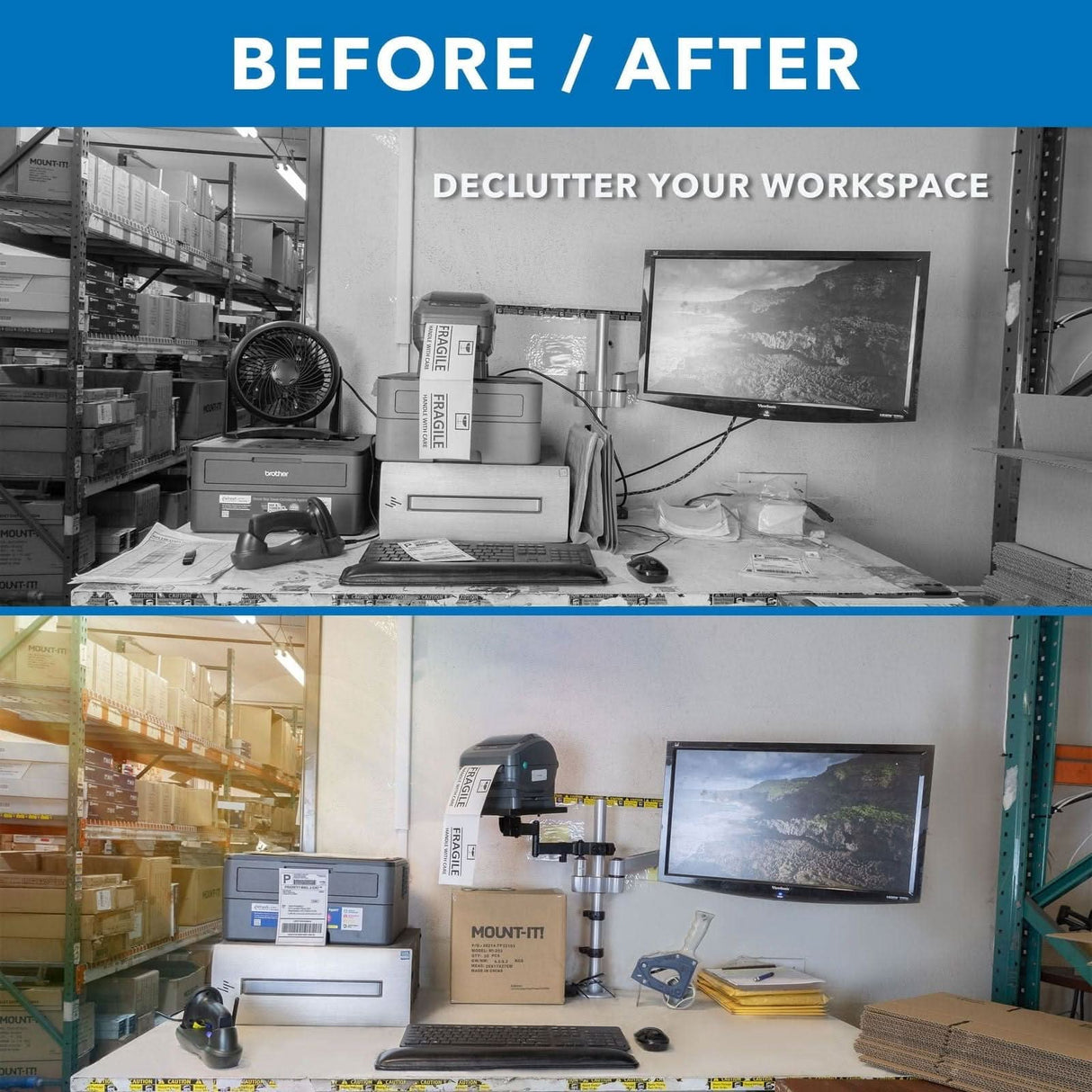 Printer Pole Mount Printer Stand - Printer Pole Mount - Mount-It! - MI-3799