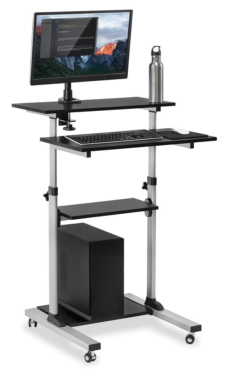 Rolling Computer Work Station with Monitor Mount Mobile Standing Desk - Rolling Computer Work Station with Monitor Mount - Mount-It! -