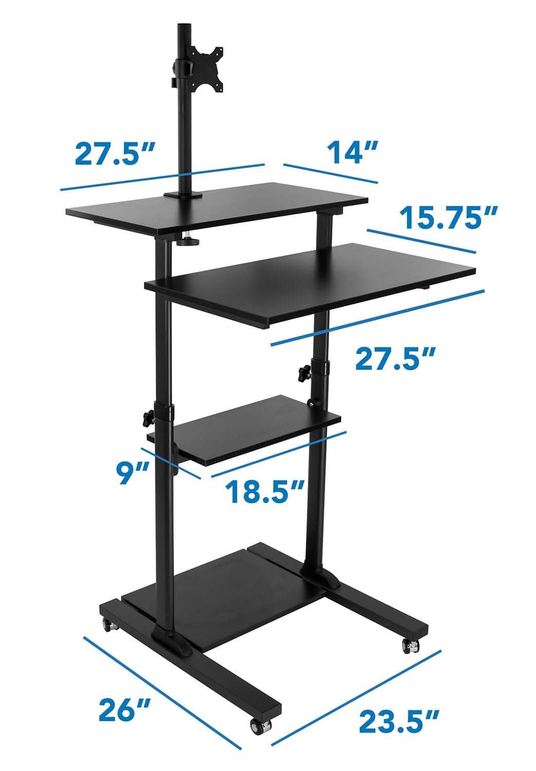 Rolling Computer Work Station with Monitor Mount Mobile Standing Desk - Rolling Computer Work Station with Monitor Mount - Mount-It! -