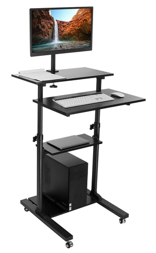 Mobile Standing Desk - Rolling Computer Work Station with Monitor Mount - Mount-It! - Mobile Standing Desk - Rolling Computer Work Station with Monitor Mount - Mount-It! -
