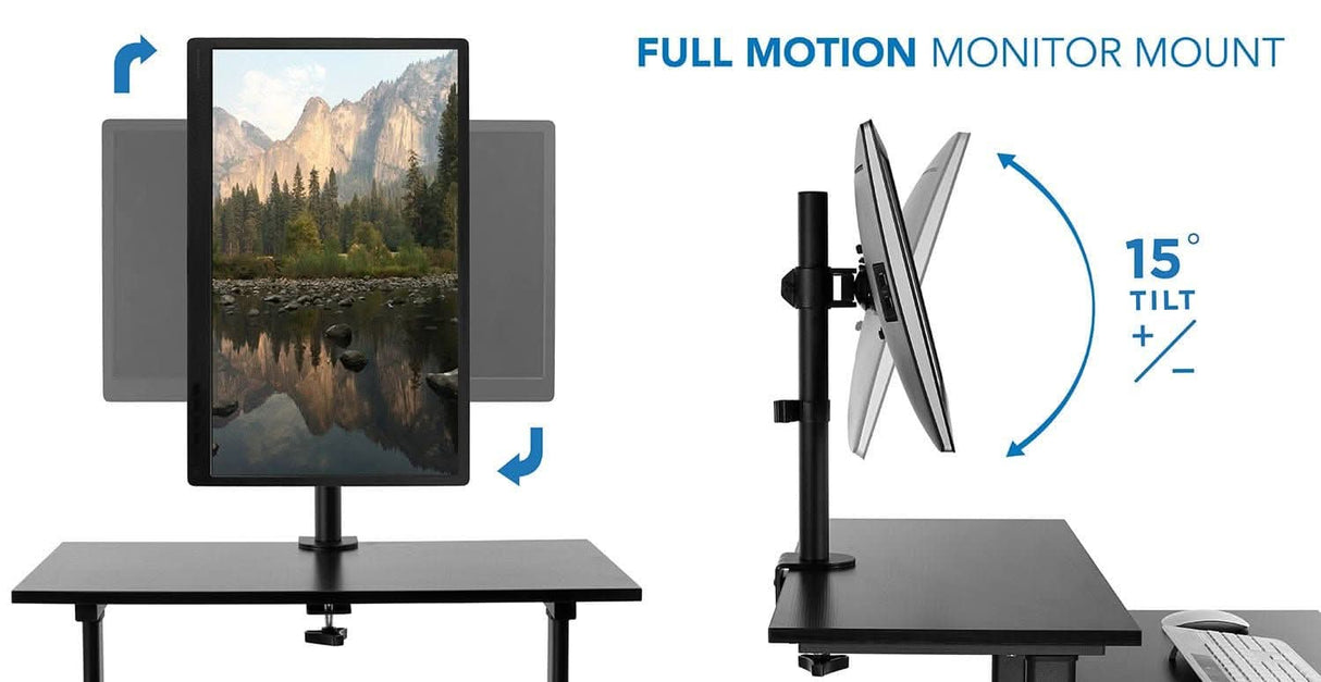 Rolling Computer Work Station with Monitor Mount Mobile Standing Desk - Rolling Computer Work Station with Monitor Mount - Mount-It! -