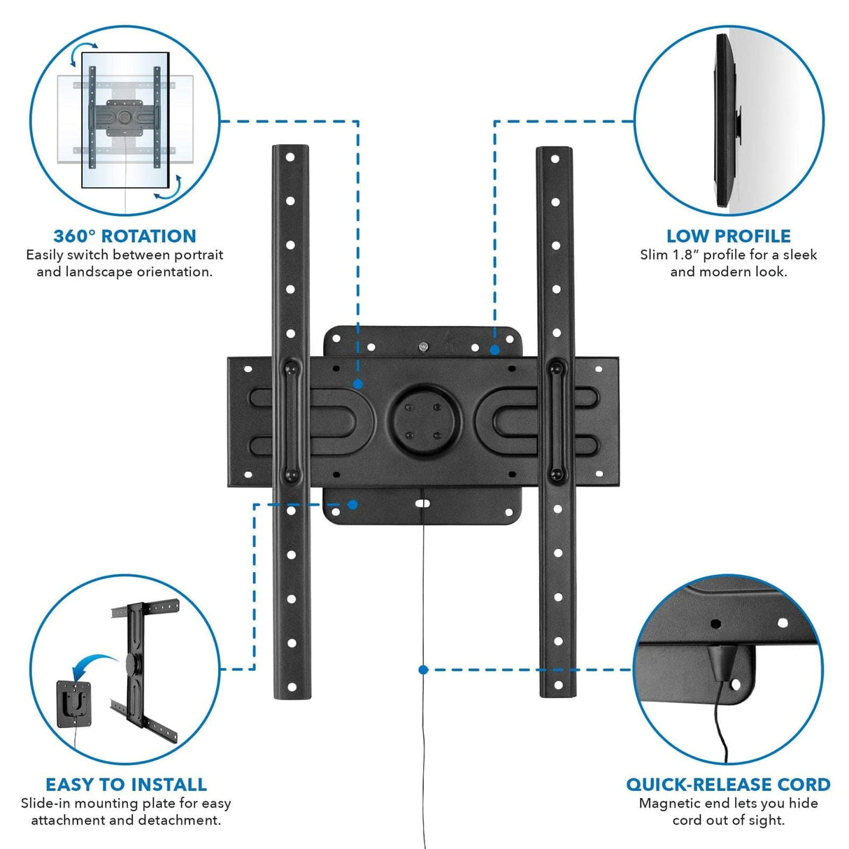 Rotating TV Wall Mount | 37" to 80" Screens TV Mount - Rotating TV Wall Mount | 37" to 80" Screens - Mount-It! - MI-387