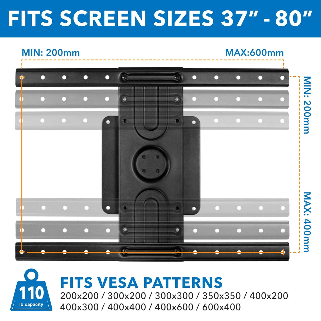 Rotating TV Wall Mount | 37" to 80" Screens TV Mount - Rotating TV Wall Mount | 37" to 80" Screens - Mount-It! - MI-387
