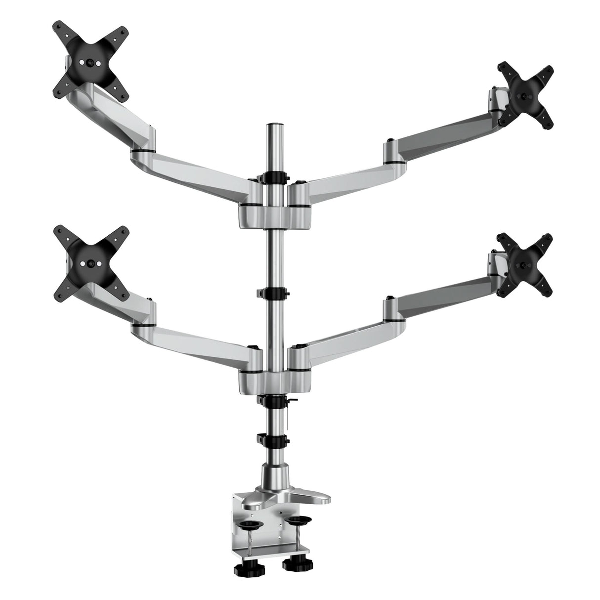 Full Motion Quad Monitor Desk Mount Silver Monitor Mount - CLiX Series Full Motion Quad Monitor Desk Mount - Mount-It! - MI-63156