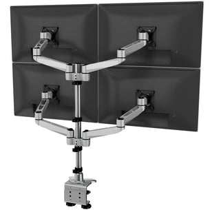 Silver Monitor Mount - CLiX Series Full Motion Quad Monitor Desk Mount - Mount-It! - MI-63156 Silver Monitor Mount - CLiX Series Full Motion Quad Monitor Desk Mount - Mount-It! - MI-63156