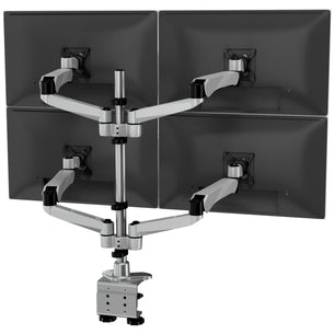 Silver Monitor Mount - CLiX Series Full Motion Quad Monitor Desk Mount with Gas Spring Arms - Mount-It! - MI-65156 Silver Monitor Mount - CLiX Series Full Motion Quad Monitor Desk Mount with Gas Spring Arms - Mount-It! - MI-65156