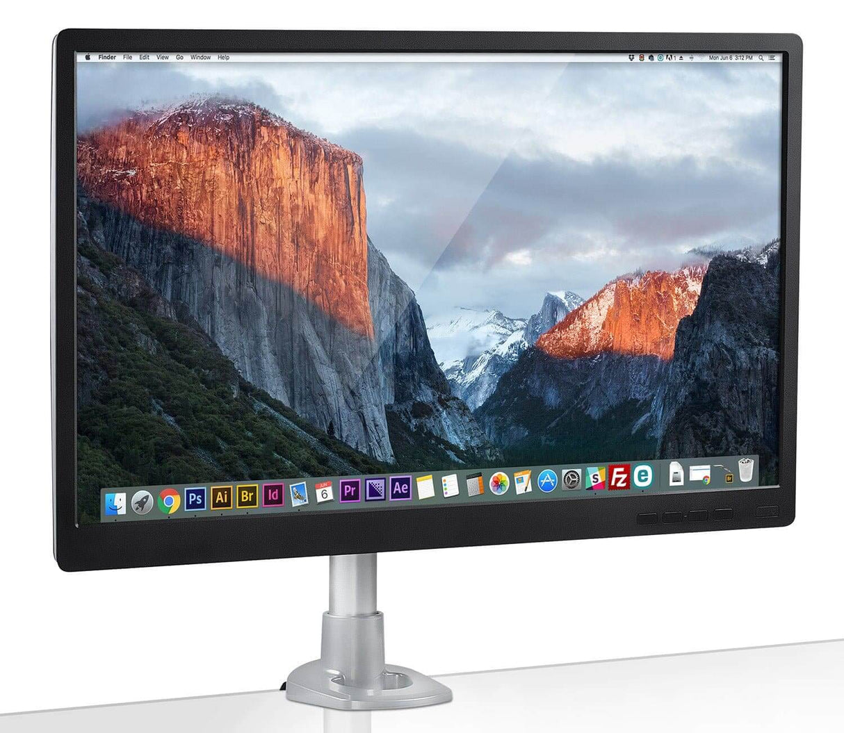 Compact Single Monitor Desk Mount - Clamp and Grommet Silver Monitor Mount - Compact Single Monitor Desk Mount - Clamp and Grommet - Mount-It! - MI-31116