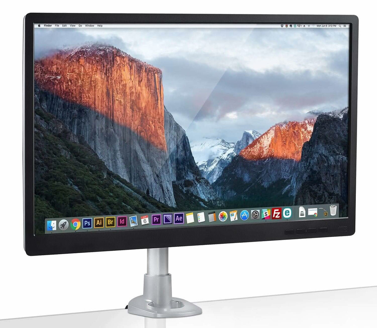 Compact Single Monitor Desk Mount - Clamp and Grommet Silver Monitor Mount - Compact Single Monitor Desk Mount - Clamp and Grommet - Mount-It! - MI-31116