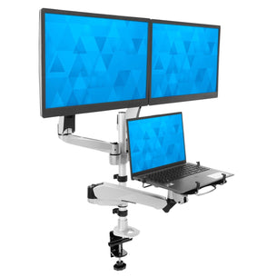 Silver Monitor Mount - Dual Monitor & Laptop Mount with Cooling Fan - Mount-It! - MI-75821 Silver Monitor Mount - Dual Monitor & Laptop Mount with Cooling Fan - Mount-It! - MI-75821
