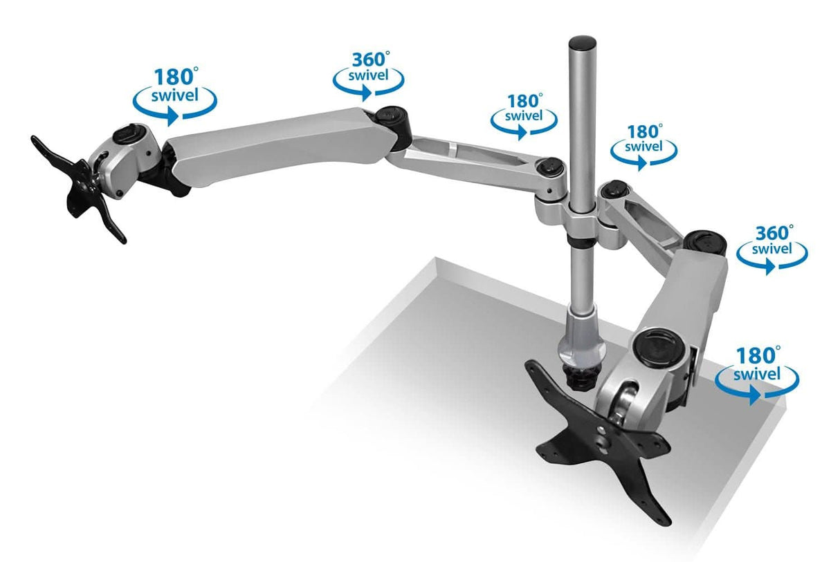 Extra-Tall Dual Spring Arm Adjustable Monitor Desk Mount Silver Monitor Mount - Extra-Tall Dual Spring Arm Adjustable Monitor Desk Mount - Mount-It! - MI-45111