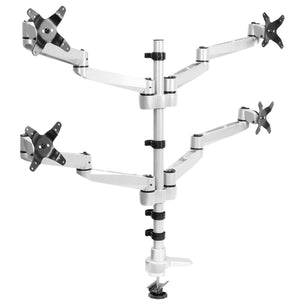 Silver Monitor Mount - Full Motion Quad Monitor Desk Mount - Mount-It! - MI-63151 Silver Monitor Mount - Full Motion Quad Monitor Desk Mount - Mount-It! - MI-63151