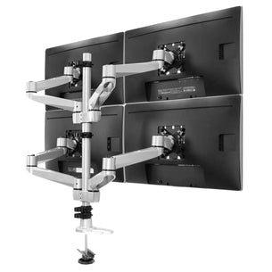 Silver Monitor Mount - Full Motion Quad Monitor Desk Mount - Mount-It! - MI-63151 Silver Monitor Mount - Full Motion Quad Monitor Desk Mount - Mount-It! - MI-63151