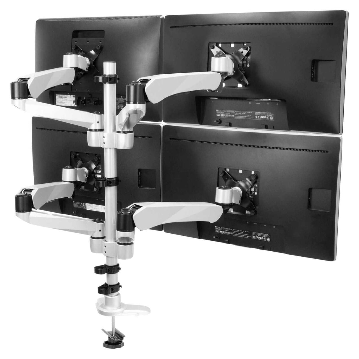 Quad Monitor Desk Mount for Grommet Installation Silver Monitor Mount - Quad Monitor Desk Mount - Mount-It! - MI-65151