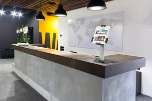 Silver Tablet Stand - Universal Tablet Stand with Lock - Mount-It! - MI-3785 Silver Tablet Stand - Universal Tablet Stand with Lock - Mount-It! - MI-3785