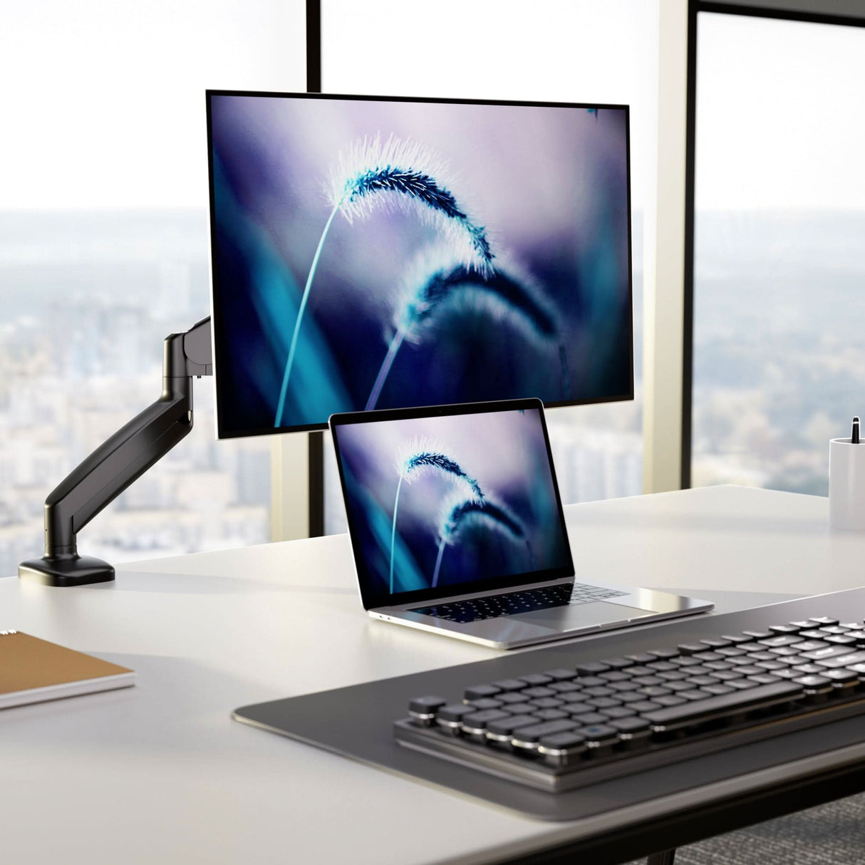 Monitor Mount - Single Monitor Desk Mount with Gas Spring Arm - Mount-It! - MI-1881BLK