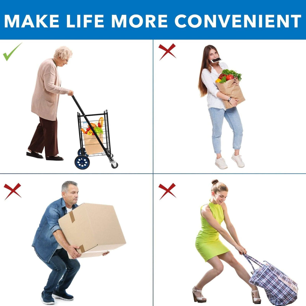 Small Rolling Utility Shopping Cart Hand Truck - Small Rolling Utility Shopping Cart - Mount-It! - MI-907S