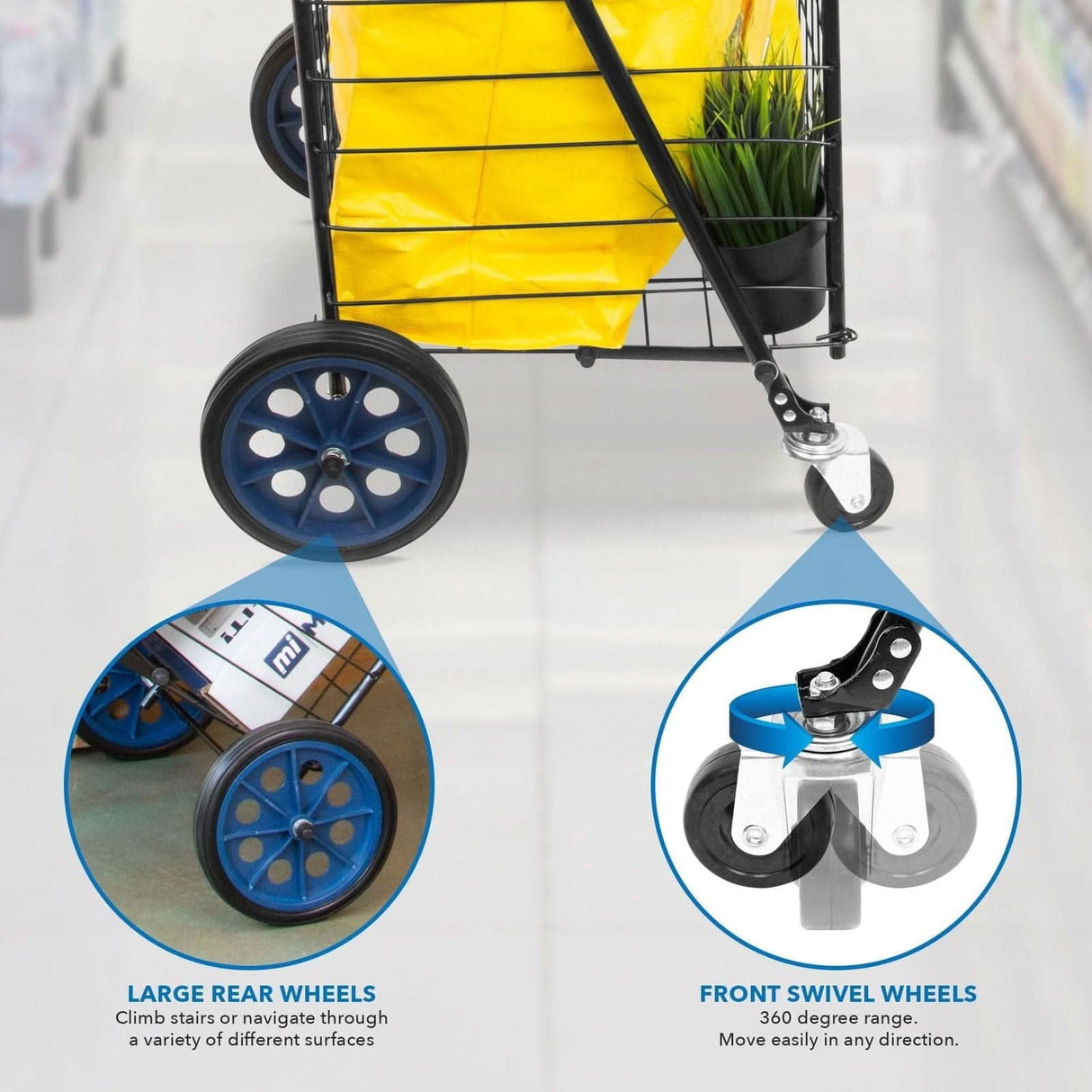 Small Rolling Utility Shopping Cart Hand Truck - Small Rolling Utility Shopping Cart - Mount-It! - MI-907S