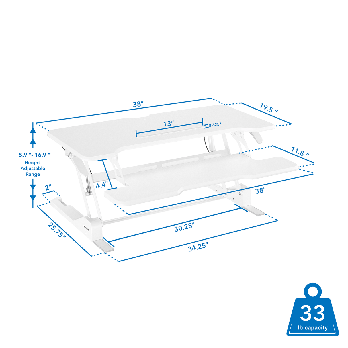 Standing Desk Converter with 38" Desktop Desk Converters - Standing Desk Converter with 38" Desktop - Mount-It! -