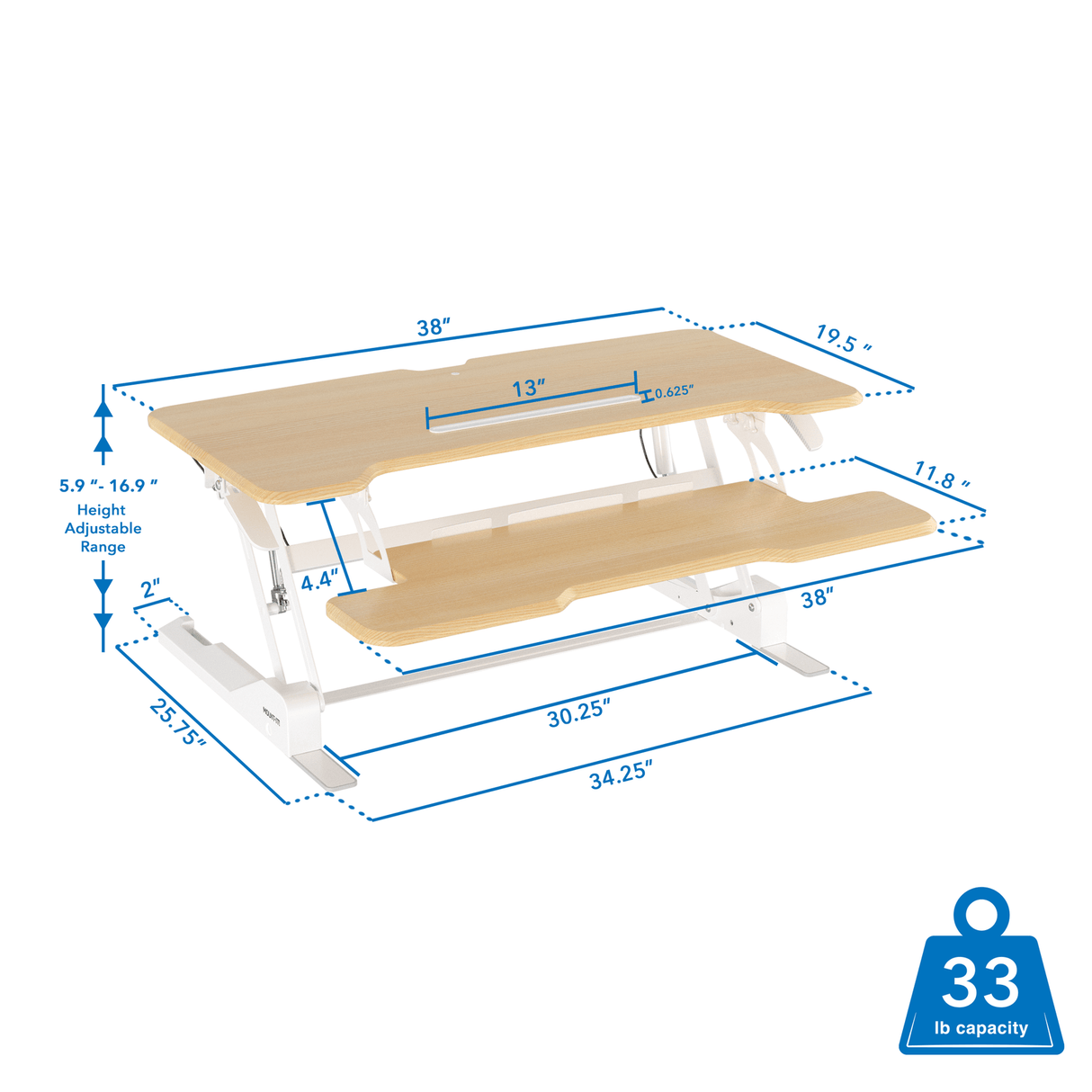 Standing Desk Converter with 38" Desktop Desk Converters - Standing Desk Converter with 38" Desktop - Mount-It! -