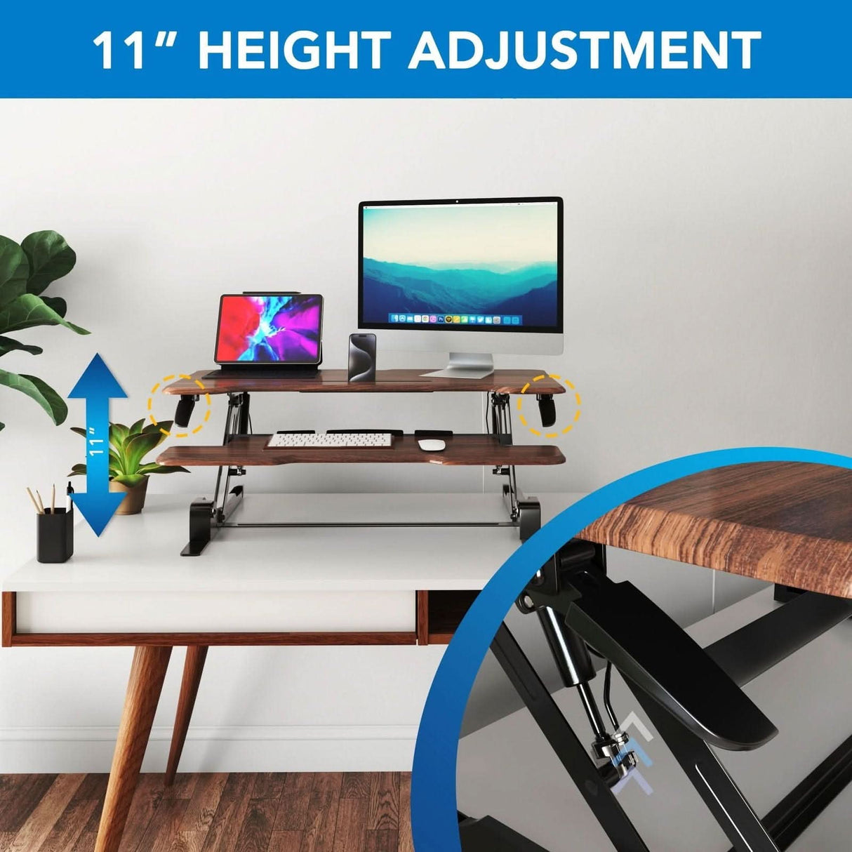 Standing Desk Converter with 38" Desktop Desk Converters - Standing Desk Converter with 38" Desktop - Mount-It! -