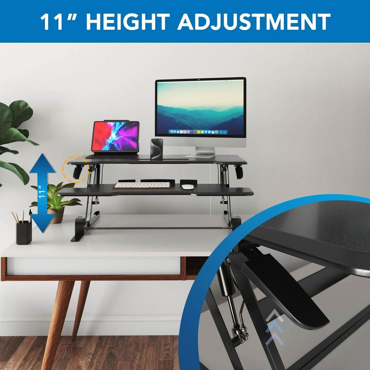 Standing Desk Converter with 38" Desktop Desk Converters - Standing Desk Converter with 38" Desktop - Mount-It! -