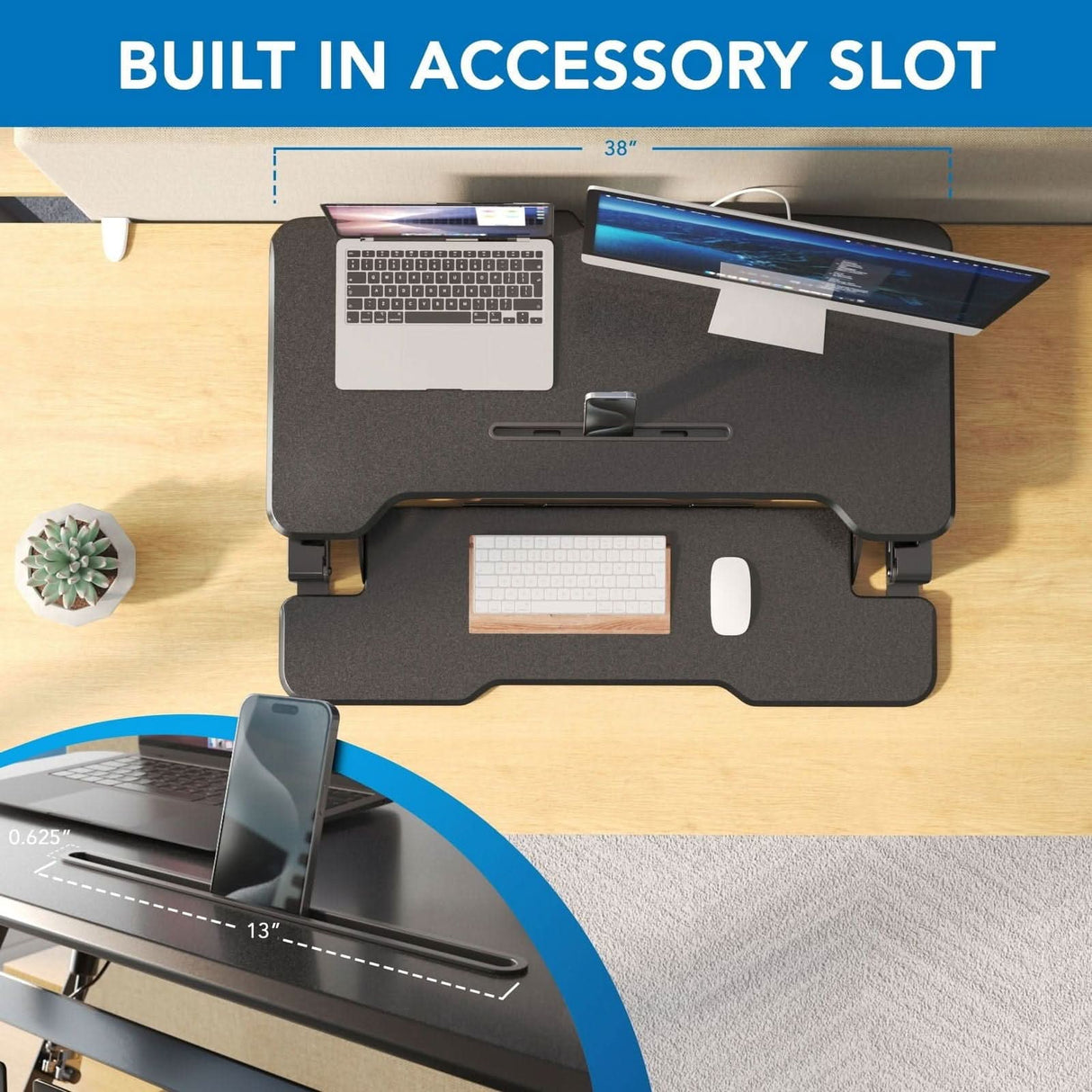 Standing Desk Converter with 38" Desktop Desk Converters - Standing Desk Converter with 38" Desktop - Mount-It! -