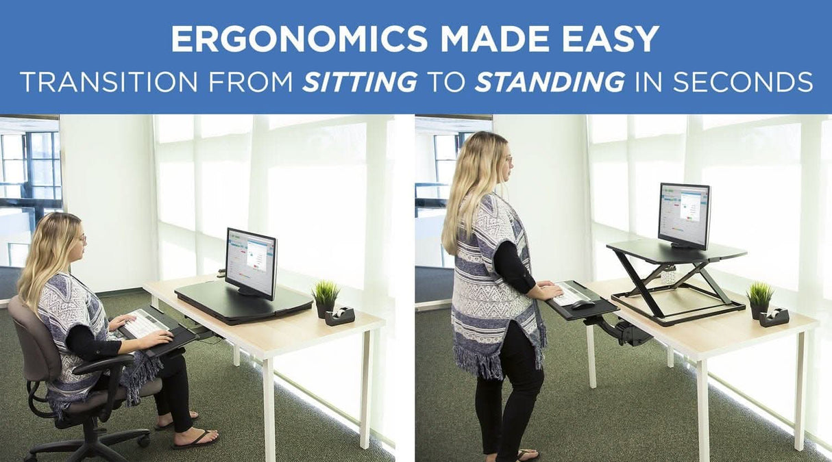 Standing Keyboard and Mouse Platform With Ergonomic Wrist Rest Pad Keyboard Trays/Mounts - Standing Keyboard and Mouse Platform With Ergonomic Wrist Rest Pad - Mount-It! - MI-7139