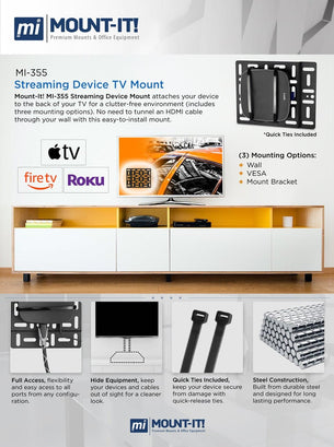 Streaming Media - Streaming Device TV Mount - Mount-It! - MI-355 Streaming Media - Streaming Device TV Mount - Mount-It! - MI-355