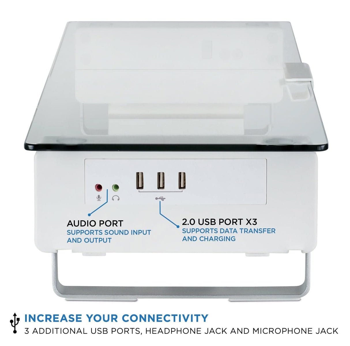 Monitor Risers - Tempered Glass Monitor Stand with USB - Mount-It! - MI-7265