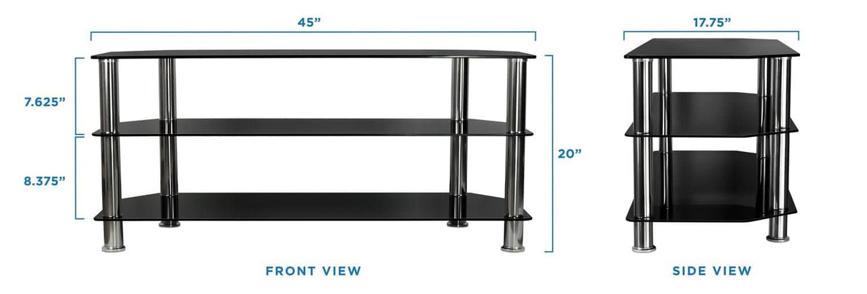 Three Tempered Glass Shelf TV Stand TV Stand - Three Tempered Glass Shelf TV Stand - Mount-It! - MI-880