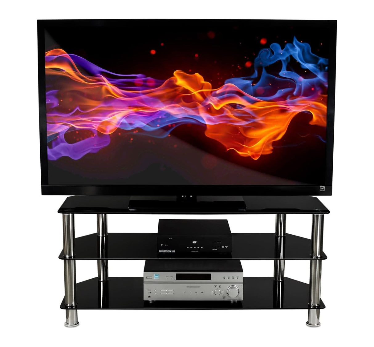 Three Tempered Glass Shelf TV Stand TV Stand - Three Tempered Glass Shelf TV Stand - Mount-It! - MI-880