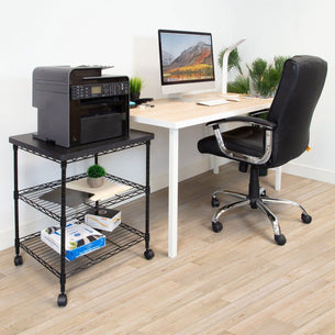 Printer Stand - Three-Tier Large Printer Cart with Wheels - Mount-It! - MI-7856 Printer Stand - Three-Tier Large Printer Cart with Wheels - Mount-It! - MI-7856