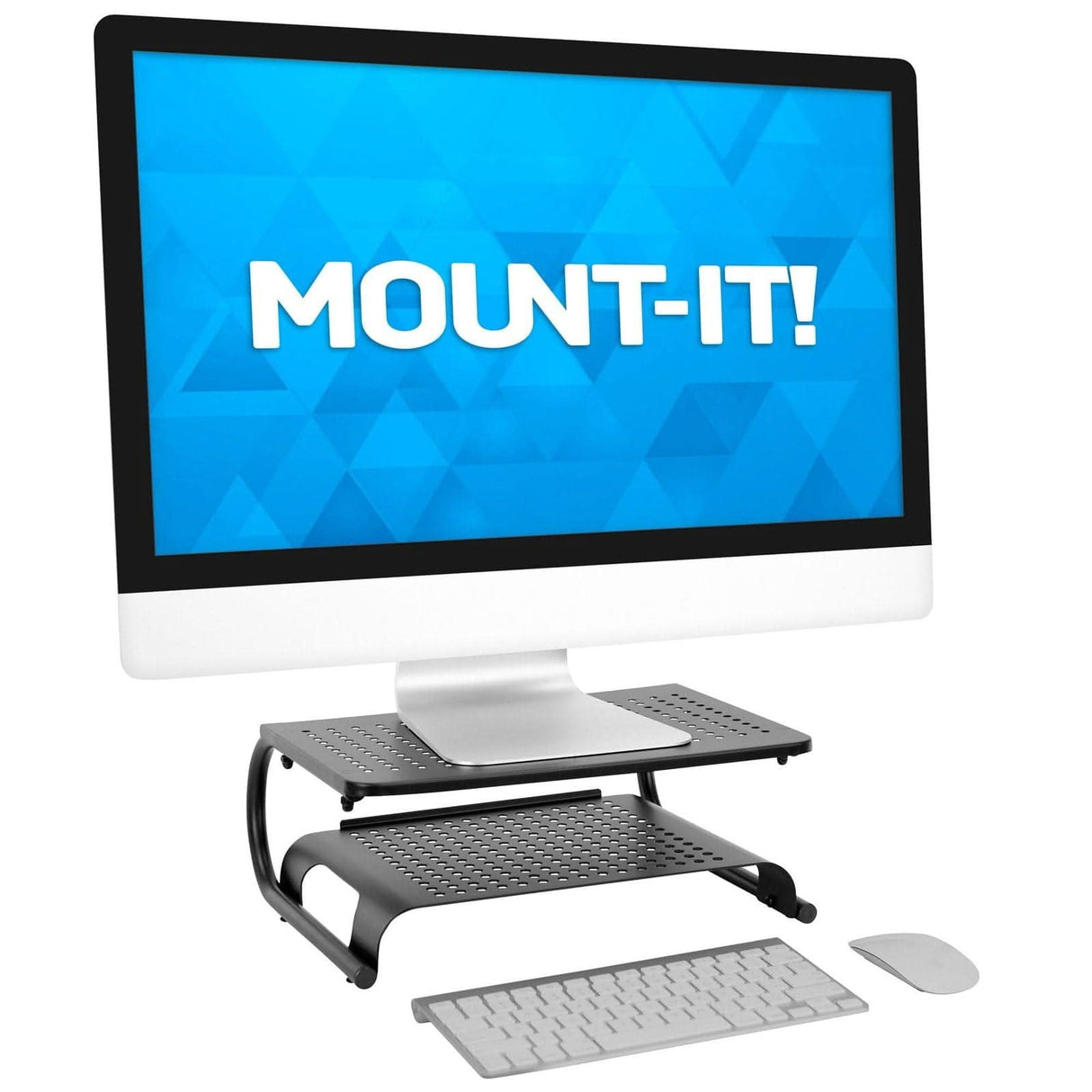 Two Tier Monitor Stand with Shelf Monitor Risers - Two Tier Monitor Stand with Shelf - Mount-It! - MI-7361