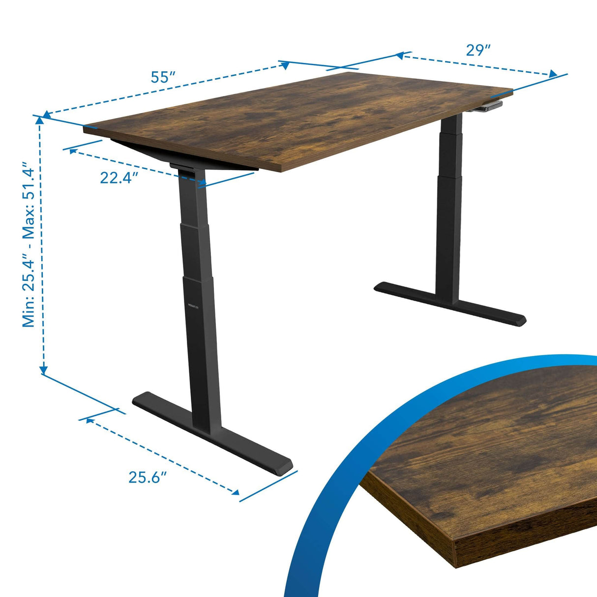 Ultimate Dual Motor Electric Standing Desk with 55" Tabletop Standing Desk - Ultimate Dual Motor Electric Standing Desk with 55" Tabletop - Black Base - Mount-It! -