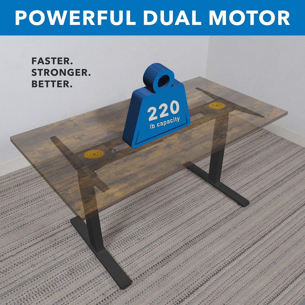 Ultimate Dual Motor Electric Standing Desk with 55" Tabletop Standing Desk - Ultimate Dual Motor Electric Standing Desk with 55" Tabletop - Black Base - Mount-It! -