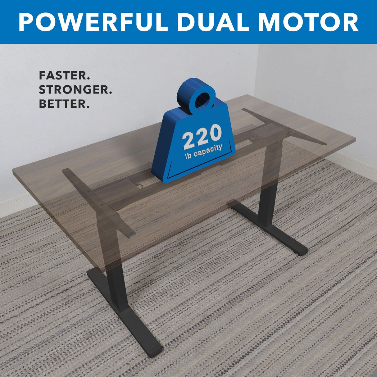 Ultimate Dual Motor Electric Standing Desk with 55" Tabletop Standing Desk - Ultimate Dual Motor Electric Standing Desk with 55" Tabletop - Black Base - Mount-It! -