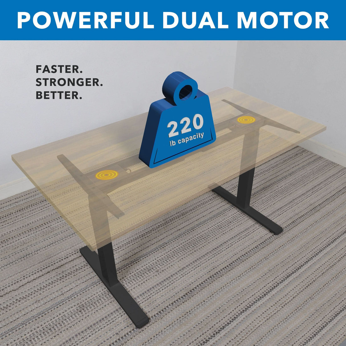 Ultimate Dual Motor Electric Standing Desk with 55" Tabletop Standing Desk - Ultimate Dual Motor Electric Standing Desk with 55" Tabletop - Black Base - Mount-It! -