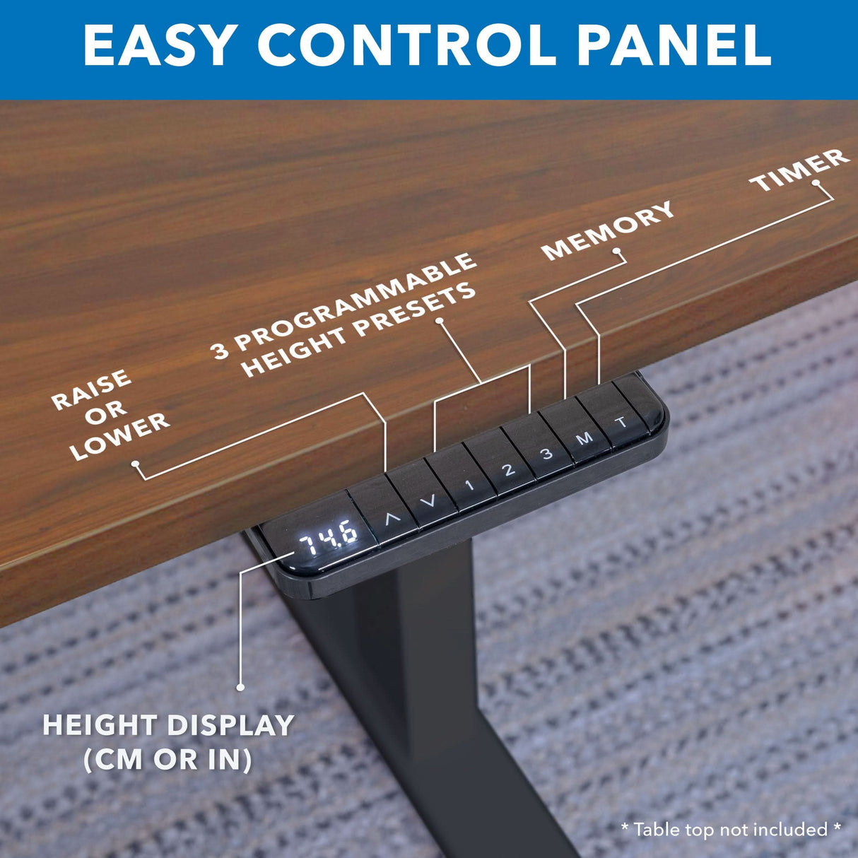 Ultimate Dual Motor Electric Standing Desk with 55" Tabletop Standing Desk - Ultimate Dual Motor Electric Standing Desk with 55" Tabletop - Black Base - Mount-It! -