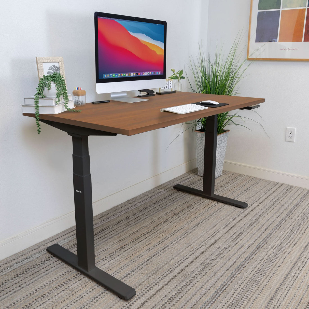 Ultimate Dual Motor Electric Standing Desk with 55" Tabletop Standing Desk - Ultimate Dual Motor Electric Standing Desk with 55" Tabletop - Black Base - Mount-It! -