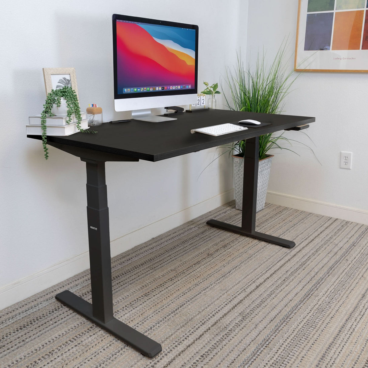 Ultimate Dual Motor Electric Standing Desk with 55" Tabletop Standing Desk - Ultimate Dual Motor Electric Standing Desk with 55" Tabletop - Black Base - Mount-It! -